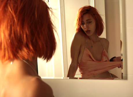Erotic model Elfa Floria teasing topless in panties in the shower - 1 of 16