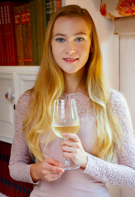 Slender cute teen Ivi Rein getting naked and showing closeup shaved pussy