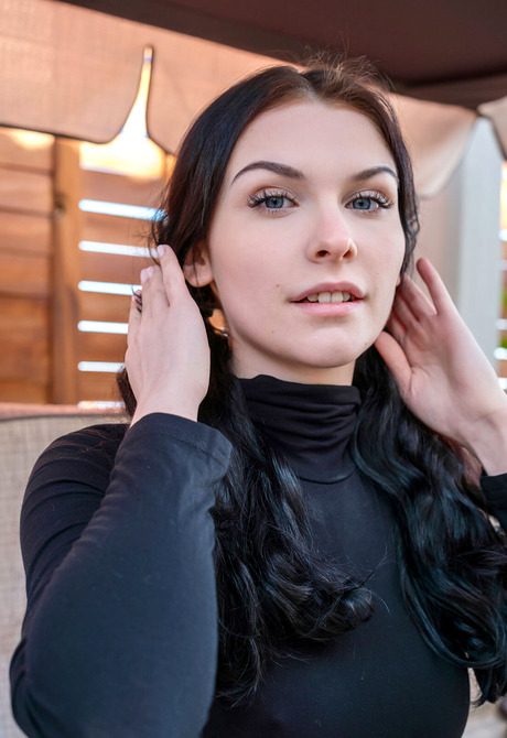 Stunning new model Morticia showing perfect naked body outdoors
