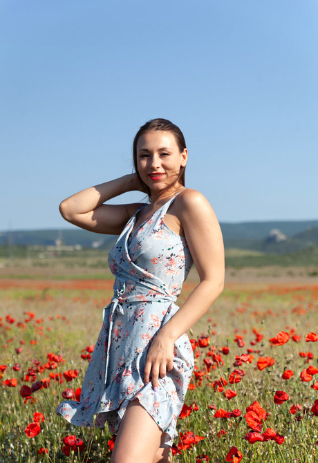 Sumiko in Poppy Field for Met-Art