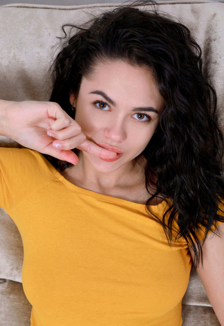 Gorgeous babe in stockings and sneakers Dzhili displays shaved pussy and perfect ass - 2 of 16