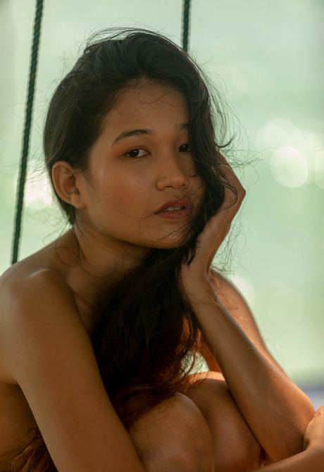 Thai babe Kloyali showing off fit petite body and tan lines on beach - 16 of 16