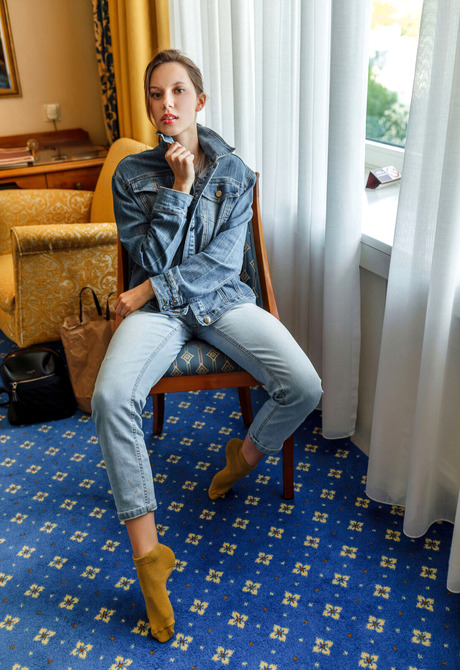 Gorgeous erotic model Giselle stripping off lingerie in softcore nudes