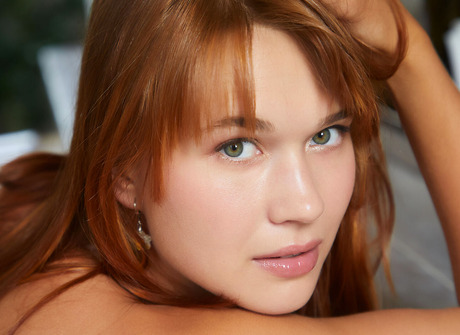 Stunning redhead beauty Zaky stripping and posing nude - 6 of 16