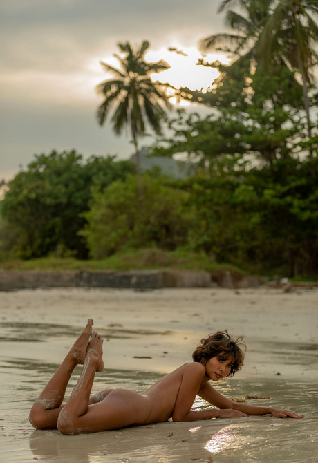 Petite asian beauty Rosah stripping off bikini on the beach - 12 of 12