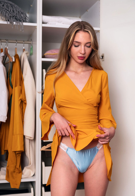 Slender teen babe Elza teasing in upskirts and teasing nude - 4 of 16