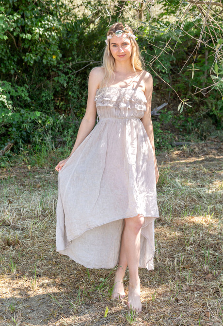 Blonde Emily Swan teases outdoors by stripping white dress and posing naked on blanket