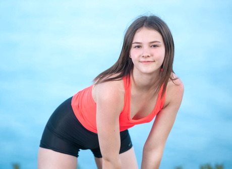 Fit teen model Matty undressing and teasing naked outdoors - 2 of 16