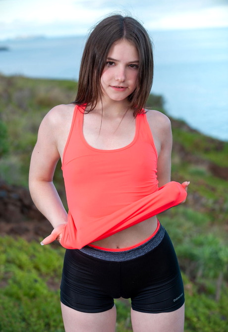 Fit teen model Matty undressing and teasing naked outdoors - 4 of 16