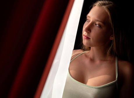 Sailor gives closeup of perky tits and shaved pussy during a sexy strip show - 4 of 16